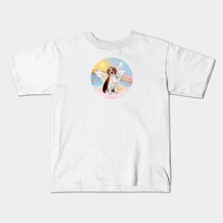 A Beagle Angel Floats in Heaven's Clouds Kids T-Shirt